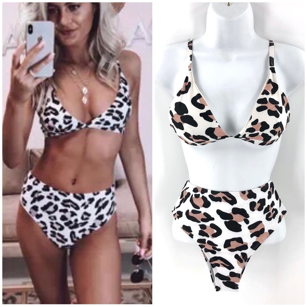NWT Amazing Lace High Waist Leopard Bikini Swimsuit Animal Print Size Small